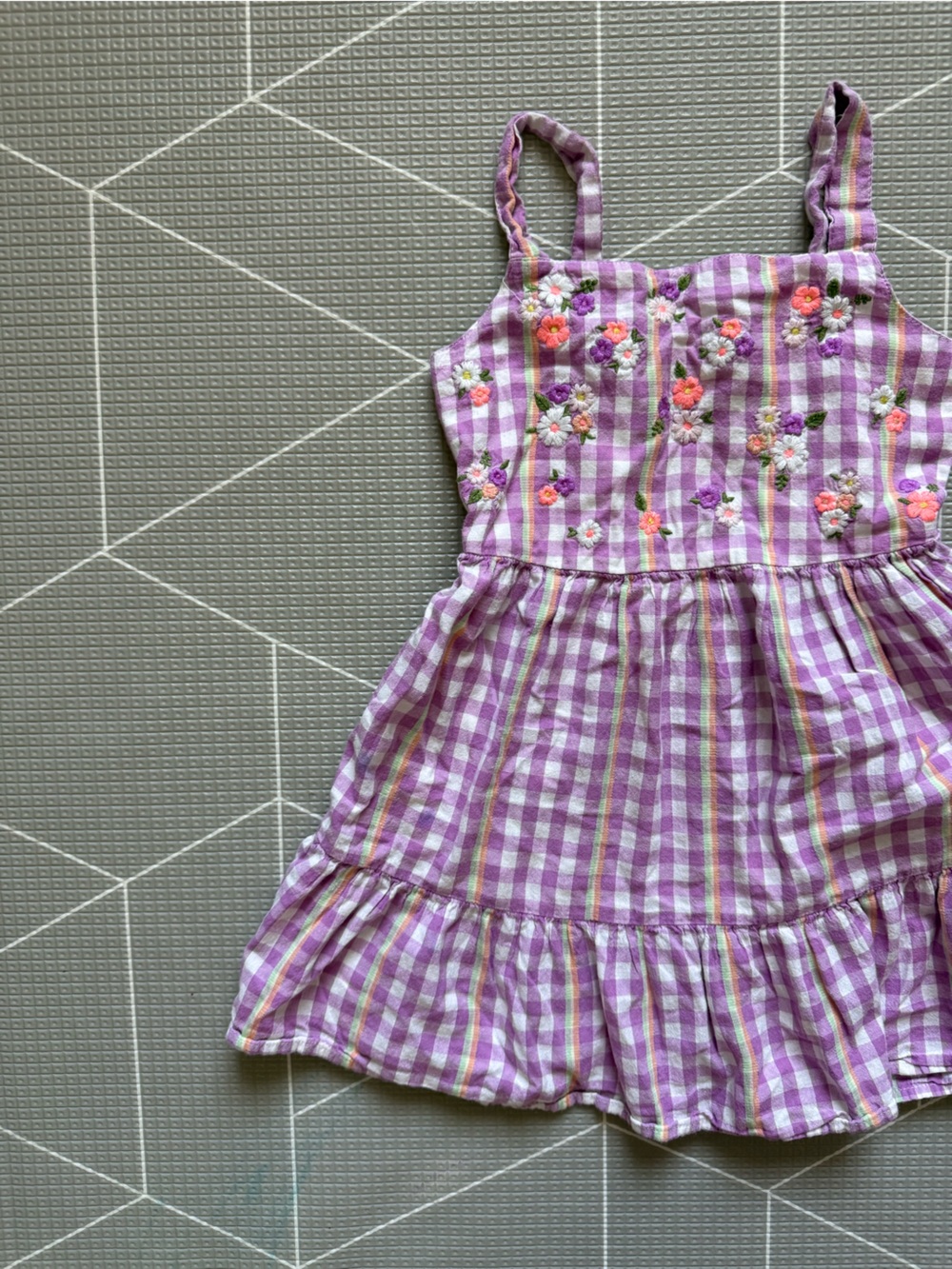 Cat & Jack|Baby girl/toddler Purple Gingham Embroidered floral Sundress•••XS